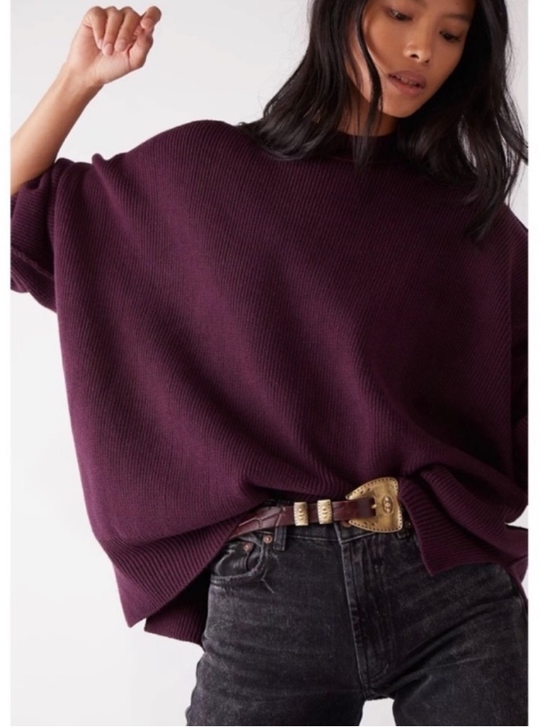 Free People Easy Street Tunic Sweater Violet Tiger Purple M